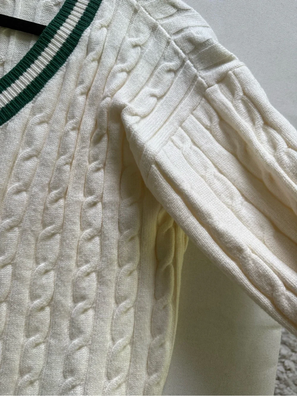 NWOT Cable Knit V-Neck Sweater with Trim